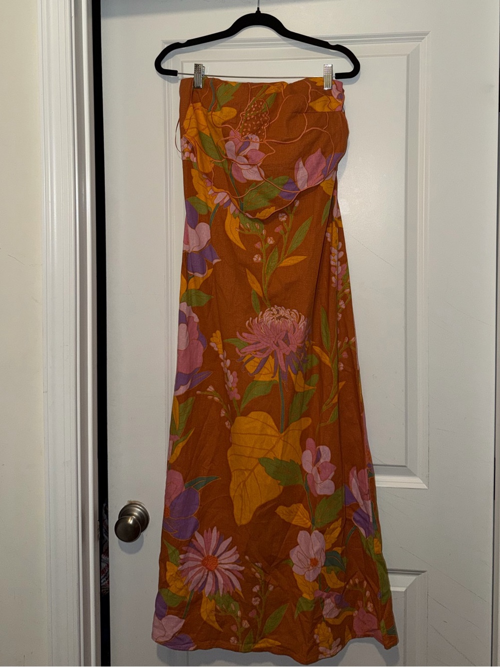 Caroline Constas Orange Maxi Skirt with Subtle Green Detail